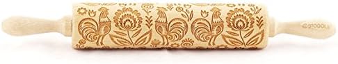 STODOLA Folk Pattern with Rooster - Engraved rolling pin for Embossed cookies 16.9-inch