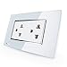 LIVOLO White Receptacle Standard Duplex Electrical Wall Outlet(15A),Tempered Glass Panel, AC 110~220V, Wall Powerpoints Without Plug, C3C2CUS-81