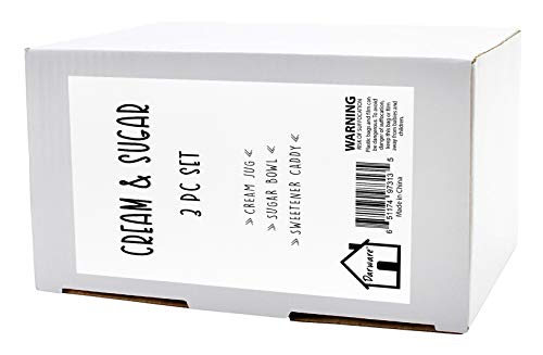 Darware Zucker- und Milchkännchen-Set - 3-teiliges Set mit Sahnekrug, Zuckerdose, Süßstoff-Paket-Halter, weißes Keramik… – Bild 8