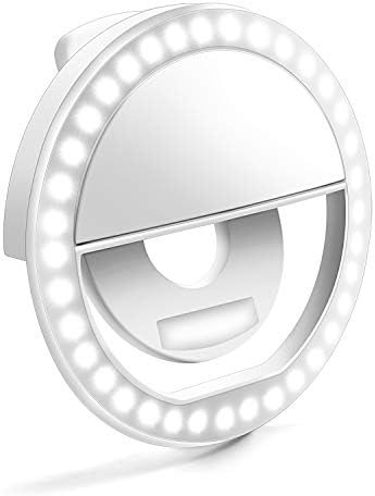 Selfie Ring Light, Enlody Dimmable Clip Ring Lighting - Rechargeable 36 LED Bulbs Light for iPhone, Android, Tablet, iPad, Laptop, Camera (White)