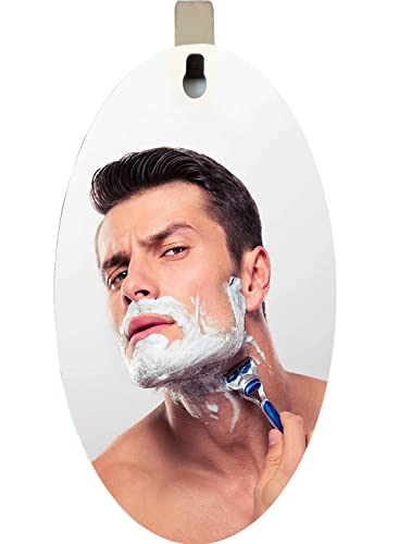 XoYo-Fogless Shower Mirror, Includes 1 Adhesive Hooks, Anit-Fog Shower Mirror, Shower Makeup Shave Mirror, Frameless Shower Mirror, Wall Hanging Mirror (Oval)