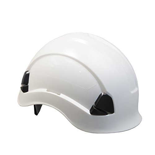 PPE By JORESTECH - ABS Work-At-Height and Rescue Hard Hat Slotted Helmet w/Adjustable Ratchet 6-Point Suspension ANSI Z89.1-14 Certified For Work, Home, and General Headwear Protection (White)