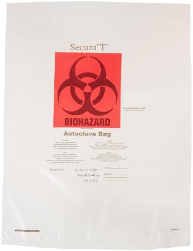 Tufpak Bags 1230Y85CS Biohazard Autoclave Clr 24X36 (Case of 200)
            
        
        
    


    

    
    
        





    
        
            
                Bel-Art F13165-1419 Polypropylene 2-4 Gallon Super Strength Red Biohazard Disposal Bags with Warning Label/Sterilization Indicator, 14W x 19 in. H, 2.0mil Thick (Pack of 200)
            
        
        
    


    

    
    
        





    
        
            
                Fisher Scientific 01-826B Clear Polypropylene Biohazard Autoclave Bags, Printed, 24" x 30" (Pack of 200)
            
        
        
    


    

    
    
        





    
        
            
                Fisher Scientific 01-828D Red Polypropylene Biohazard Autoclave Bags, Printed, 25" x 35" (Pack of 200)