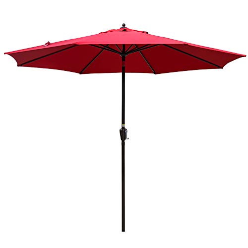 Sundale Outdoor 10FT Market Umbrella Table Umbrella with Crank and Auto Tilt, Aluminum Ribs, Pol ...