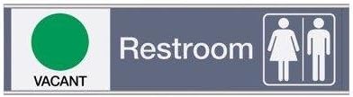Restroom-V/O-Man/WomanWhite on Medium Gray Silver Mounting Holes