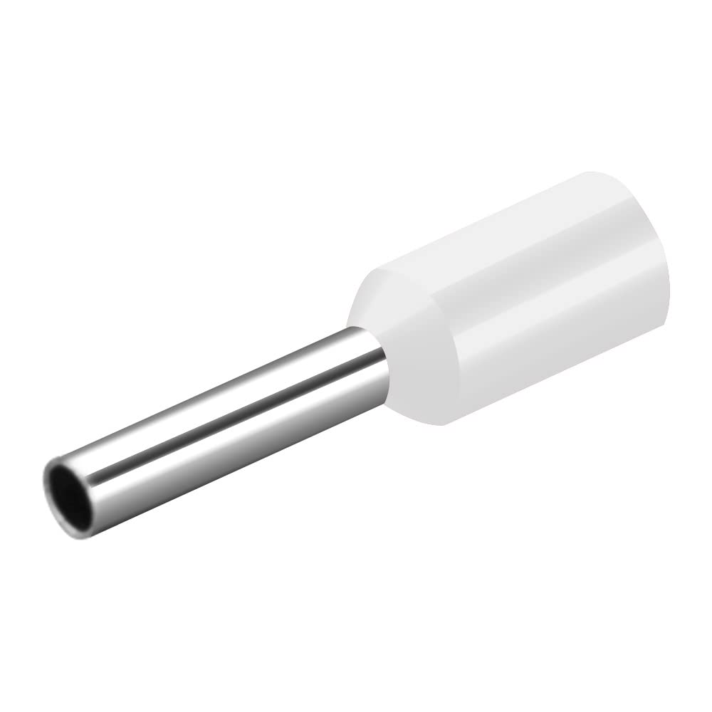 Heschen Cord End Terminal, E1008, AWG18 / 1.0mm², Wire Copper Crimp Connector, Vinyl Insulated, White, Pack of 1000