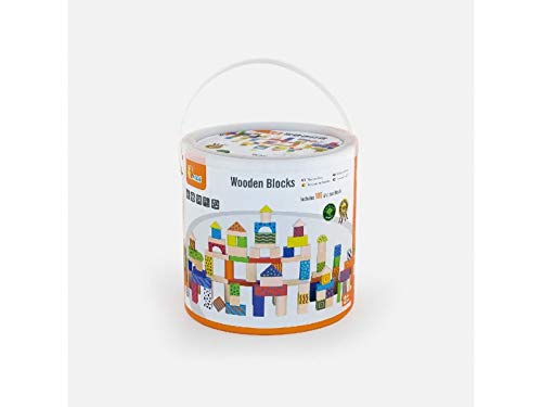 Viga Wooden Blocks - 100Pcs Alphabet & Numbers, Multicoloured, Medium - Image 4