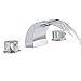 Senlesen Deck Mount Led Light Two Handles 3 Holes Widespread Bathroom Sink Faucet Chrome Finished