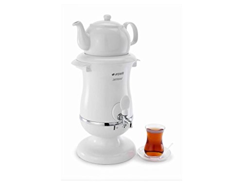 Turkish Tea Maker with Porcelain Pot (220 Volt, Not Suitable with Regular Us Voltage) Samovar