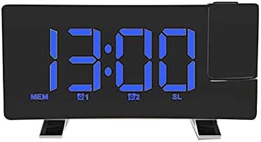 nago0 Projection Alarm Clock - USB Charging Adjustable Brightness Curved Screen LED Display Alarm Clock with Dual Alarms,Snooze Function and FM Radio Digital Projection Clock
