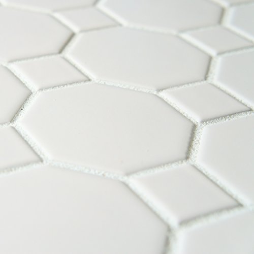 SomerTile FXLMOWWT Retro Octagon Porcelain Floor and Wall Tile, 11.5" x