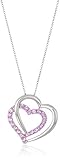 Sterling Silver and Created Pink Sapphire Heart Pendant Necklace, 18