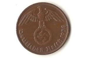 ARTIST UNKNOWN Authentic Nazi Swastika Coin German 2 Pfennig -- Circulated Condition
