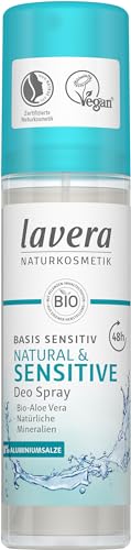 lavera, Déodorant en spray Sensitiv Natural Sensible 48 h - Cosmétique naturel végétalien - Aloe vera - Minéraux naturels sans aluminium - Formule douce - 48 heures - Protection - 75 ml