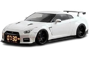 Sports Car Alarm Clock with LED Display, White Hypercar Model with Digital Clock, Desk Decor with Light Effects