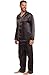 Alexander Del Rossa Mens Satin Pajamas Set, Satin Pajamas for Men, Silk PJs with Matching Sleep Mask Black with Gold Piping Large (A0752BLKLG)