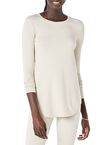 AMAZON ESSENTIALS WOMEN’S SUPERSOFT TERRY REGULAR-FIT LONG-SLEEVE SHIRTTAIL HEM SHIRT (PREVIOUSLY DAILY RITUAL), SAND, XX-LARGE