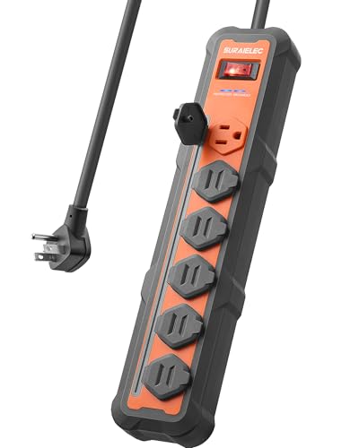 SURAIELEC 6-outlet Surge Protector Power Strip Flat
