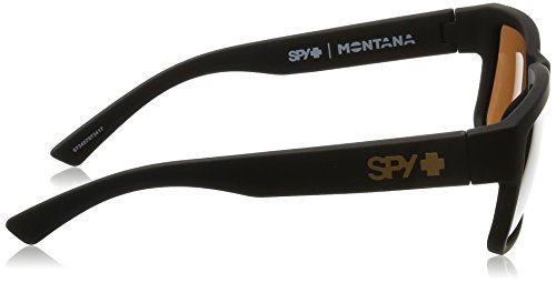 Spy Optics Montana Square Sunglasses, Soft Matte Black/Happy Bronze/Gold Mirror, 1.5 mm