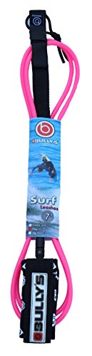 Bully's Regular Surfboard Leash - Choice of Size and Color (Pink, 9')