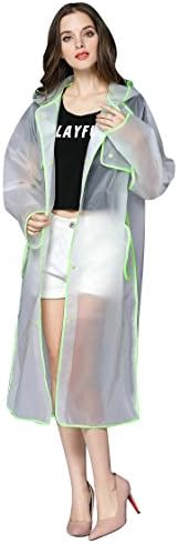 Women's Transparent Frosted Hooded Long Raincoat