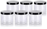 Clear 16 oz PET Plastic (BPA Free) Large Refillable Jar - (6 pack)