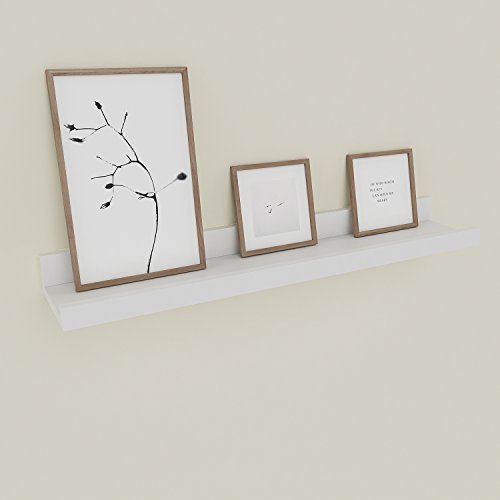 Anfan Wall Mounted Floating Ledge Shelf for Picture Frames Book Display in Bedroom, Living Room, Bathroom, Kitchen and Office (60CM, White) - Thumbnail 7