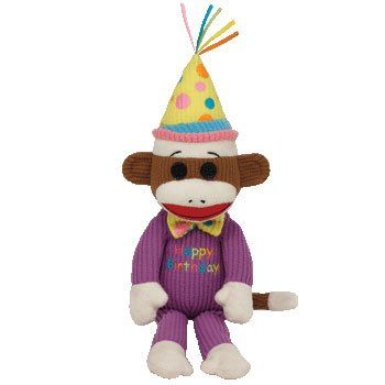 Ty Beanie Baby Happy Birthday Sock Monkey Plush - //coolthings.us