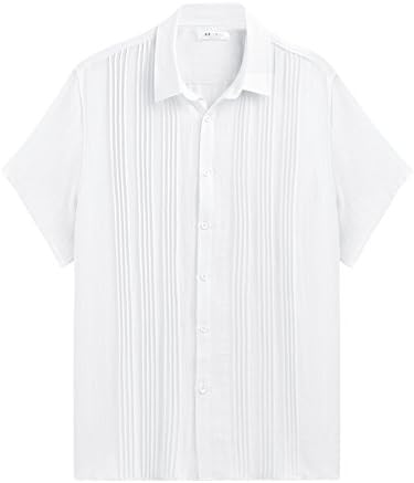 Misakia Mens Cotton Guayabera Shirt No Pocket Chacabana Shirt Carribean Wedding Shirt (White XXL)