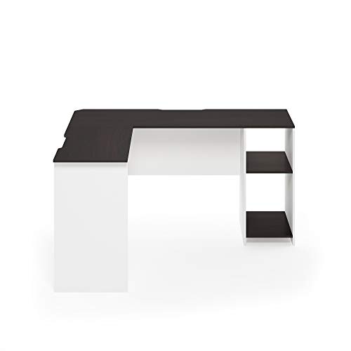 Furinno Indo LShaped Desk, Espresso/White Pricepulse