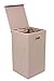 BirdRock Home Single Laundry Hamper with Lid and Removable Liner | Linen | Easily Transport Laundry | Foldable Hamper | Cut Out Handles