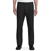 Harbor Bay by DXL Men's Big and Tall Waist-Relaxer Pleated Twill Pants | Flat Front Style, Elasticized Comfort Waistband