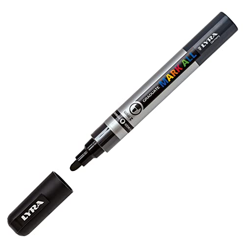LYRA Graduate Mark All, Marcador de Tinta Permanente Ponta 2mm, Preto