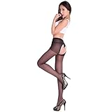 Women Sexy lingerie Open Crotch Stockings Pantyhose Bodystocking (Black)