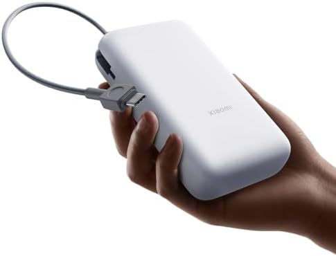 22.5W Batterie Externe 20000mAh, Câble Intégré, Gris