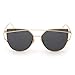 Women Fashion Twin-Beams Classic Metal Frame Mirror Sunglasses (Gold)