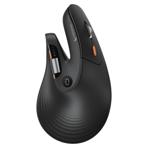 ProtoArc EM11 Pro Mouse Ergonomico Verticale con Rotella di Scorrimento Orizzontale | Pulsante Personalizzabile, 2*Bluetooth + 2,4 G Wireless, Ricaricabile, per PC da Ufficio, Mac, Windows, Linux