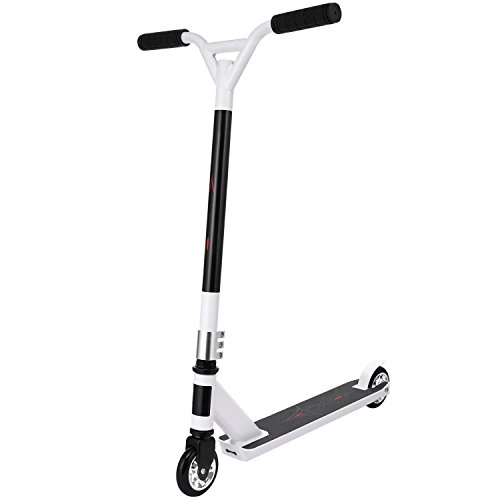 Fashine Professional Compact Freestyle Stunt Scooter Best Gifts for Teens (White Alloy Wheel Core)