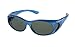 LensCovers Small Polarized Sunglasses | Wear Over Prescription Glasses| Fitover for Glasses up to 5 5/16'' X 1 5/8'' | Blue Frame with Smoke Lens