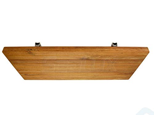 SeaLux Wall Mount 30" x 13" Folding Shower Teak Bench in Teak Board for Boat, Shower Room, Steam and Sauna Room