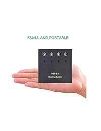 eKL - Interruptor USB (4 computadoras, 2 dispositivos USB, USB 2.0, conmutador periférico, para ratón, teclado, PC, escáner de impresión, con botón de cambio y 4 cables USB A a B)