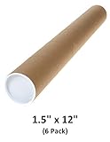 Mailing Tubes with Caps, 1.5 inch x 12 inch (6 Pack) | MagicWater Supply
