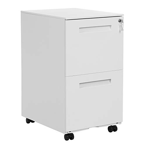 SONGMICS Gabinete de Archivos Móvil, con 2 Cajones, Cierre, para