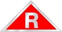 R Roof Truss Construction Sign Triangle Firefighter Safety 12" x 6" White On Red Vinyl Press On Adhesive TVSR-RPO