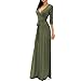 Women Dress,Haoricu Fall Vintage Elegant Womens Solid V-neck Slim Maxi Party Long Dress With Sashes (L, Army Green)