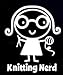 Knitting Girl Nerd Decal Vinyl Sticker|Cars Trucks Vans Walls Laptop| White |5.5 x 4.5 in|CCI819