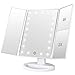 WEILY Makeup Vanity Mirror With 21 Led Lights, Trifold Dual Power Magnifying LED lighted Cosmetic Mirrors