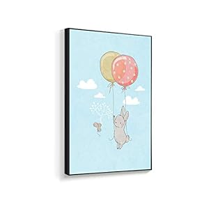 Framed Canvas Wall Art for Living Room, Bedroom Cartoon Bunny Canvas Prints for Home Decoration Ready to Hanging - 16x24 inches