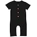 Gaono Infant Boys Black/Grey Button Up Romper Short Sleeve Basic Romper Coveralls(Black, 0-6Months)