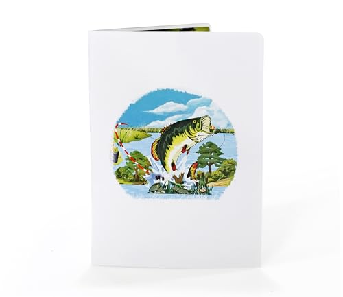 CUTPOPUP Bass Fishing - 3D Birthday Card, Father's Day Card, Gift Card, Birthday Greeting Card (Bass Fishing) US8-SD197ES